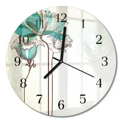 Ronde glas klok Vintage bloemen