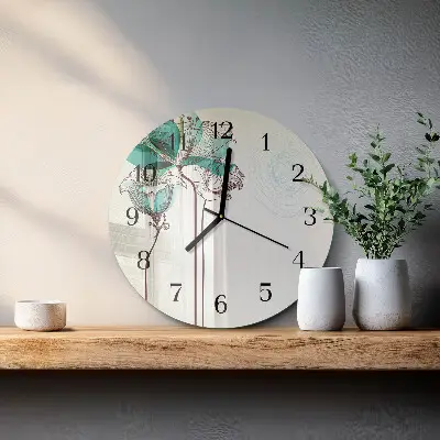 Ronde glas klok Vintage bloemen