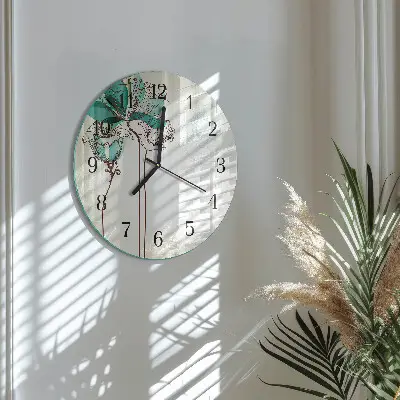 Ronde glas klok Vintage bloemen