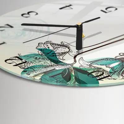 Ronde glas klok Vintage bloemen