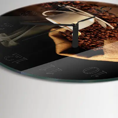 Ronde glazen wandklok Koffiebonen