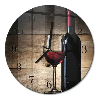 Wandklok glas decoratie rond Wijn