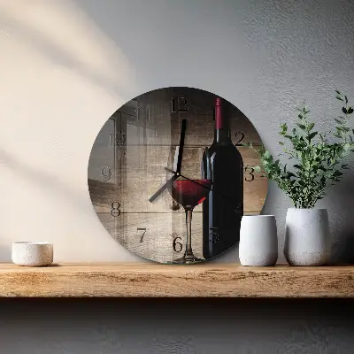 Wandklok glas decoratie rond Wijn