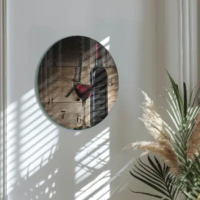 Wandklok glas decoratie rond Wijn