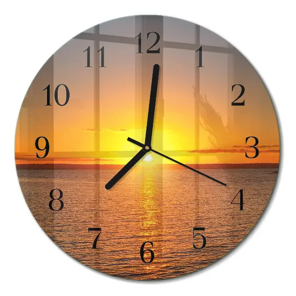 Ronde glazen wandklok Zonsondergang