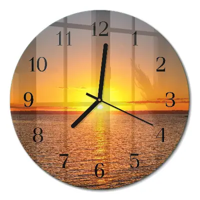 Ronde glazen wandklok Zonsondergang
