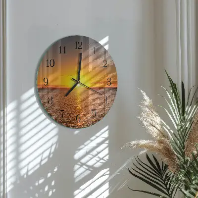 Ronde glazen wandklok Zonsondergang