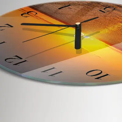 Ronde glazen wandklok Zonsondergang