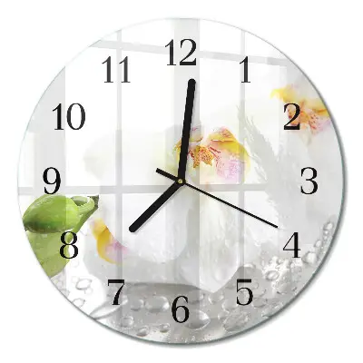 Ronde glas klok Orchidee