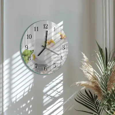 Ronde glas klok Orchidee