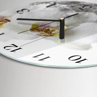 Ronde glas klok Orchidee