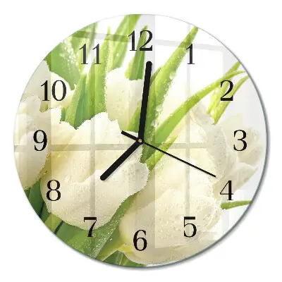 Ronde glazen wandklok Tulpen