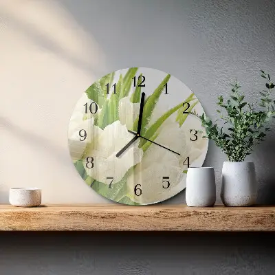 Ronde glazen wandklok Tulpen