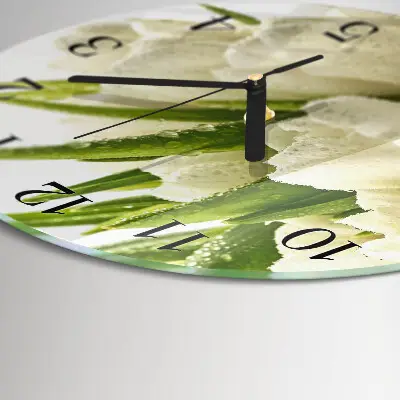 Ronde glazen wandklok Tulpen