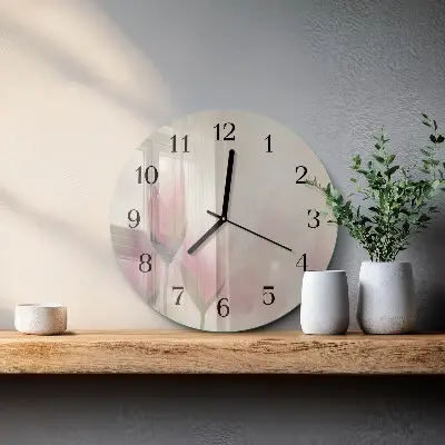 Ronde glazen wandklok Bloemen