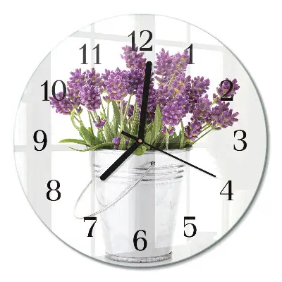 Wandklok glas decoratie rond Lavendel