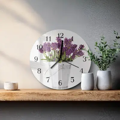 Wandklok glas decoratie rond Lavendel