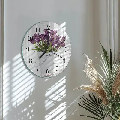 Wandklok glas decoratie rond Lavendel