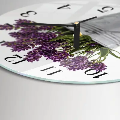 Wandklok glas decoratie rond Lavendel