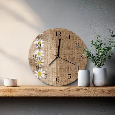 Ronde glazen wandklok Madeliefje