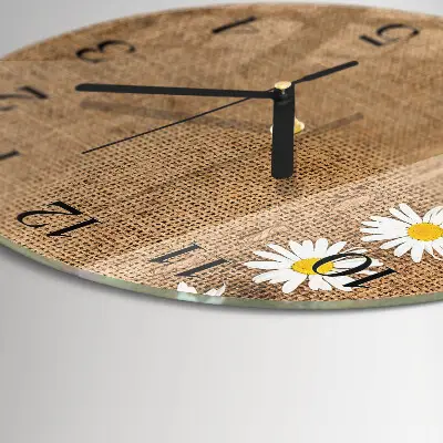 Ronde glazen wandklok Madeliefje