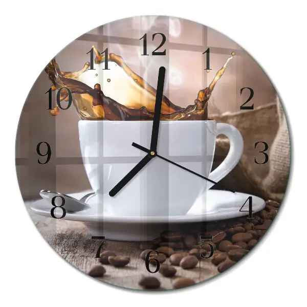Klok glas met opdruk rond Koffie