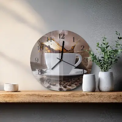Klok glas met opdruk rond Koffie