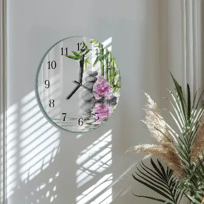 Ronde glazen klok Stenen en orchidee