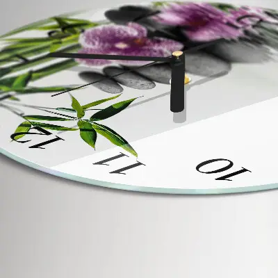 Ronde glazen klok Stenen en orchidee