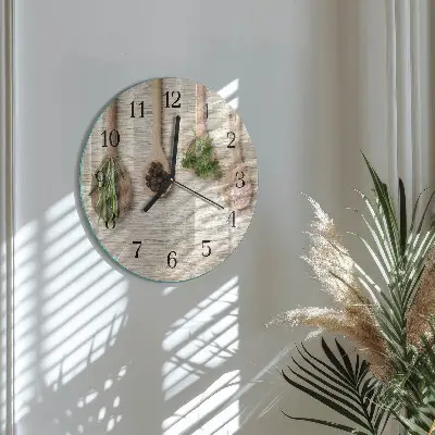 Ronde glazen klok Houten lepel