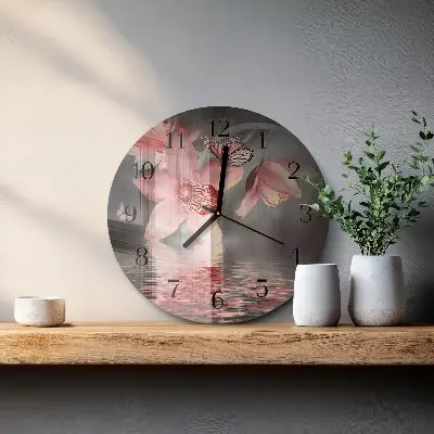 Ronde glazen klok Orchidee