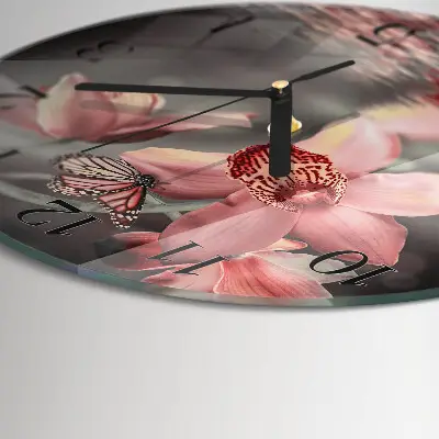 Ronde glazen klok Orchidee