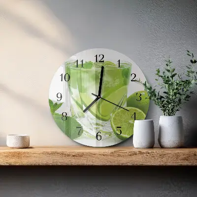 Wandklok glas decoratie rond Calciumcarbonaat