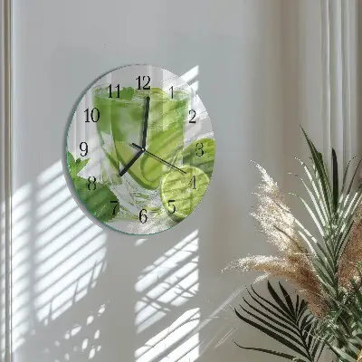 Wandklok glas decoratie rond Calciumcarbonaat