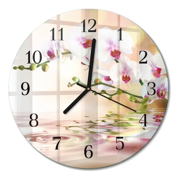 Klok glas met opdruk rond Orchidee