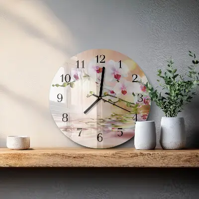 Klok glas met opdruk rond Orchidee
