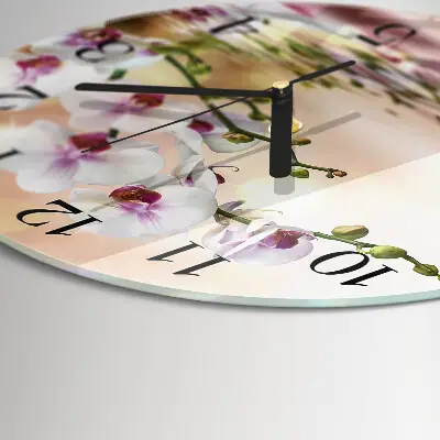 Klok glas met opdruk rond Orchidee