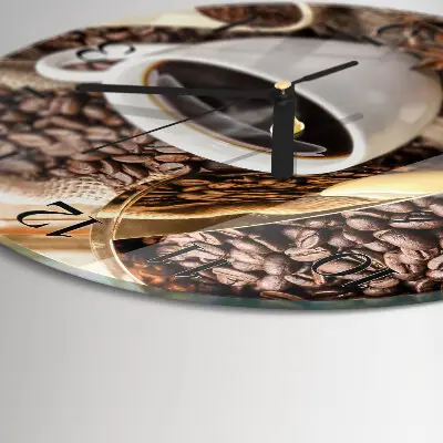 Ronde glazen wandklok Koffie
