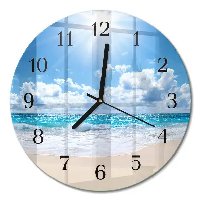Wandklok glas decoratie rond Zee