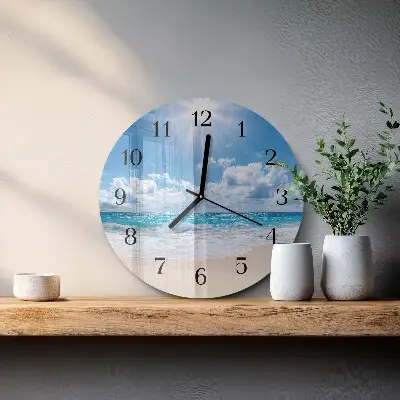 Wandklok glas decoratie rond Zee