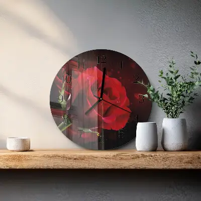 Klok glas met opdruk rond Rozen