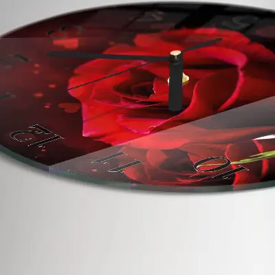 Klok glas met opdruk rond Rozen
