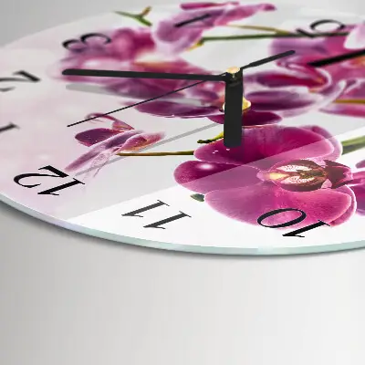 Ronde glas klok Orchidee