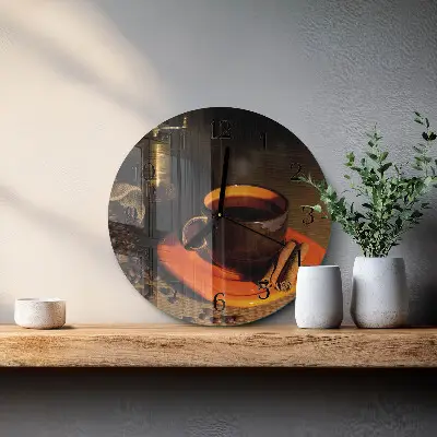 Ronde glas klok Koffie