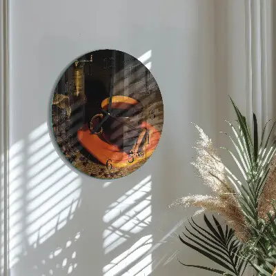 Ronde glas klok Koffie