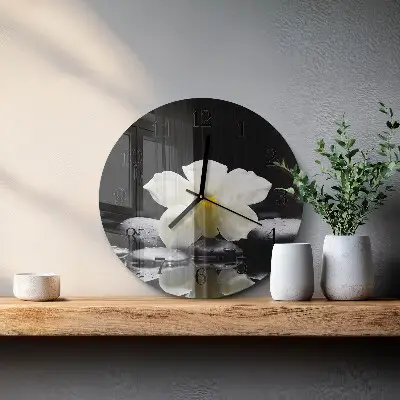 Ronde glas klok Stenen en orchidee