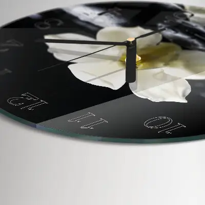 Ronde glas klok Stenen en orchidee