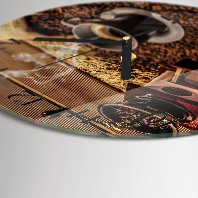 Wandklok glas decoratie rond Koffiebonen