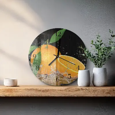 Ronde glas klok Sinaasappels