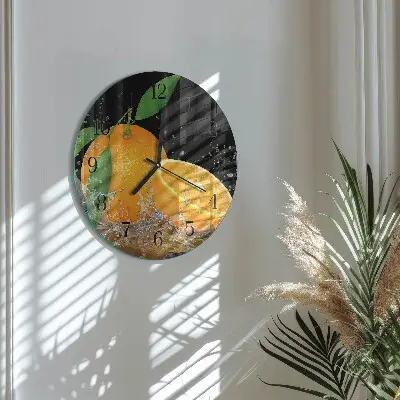 Ronde glas klok Sinaasappels